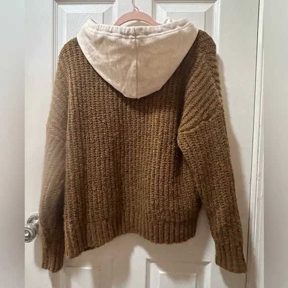 Aerie offline nwt cotton hood brown soft fuzzy sweater Small - Picture 6 of 10